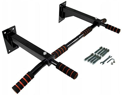Retoo pull-up bar wall-mounted with anti-slip grips, can support up to 100kg. Made of sturdy steel, it's a versatile training tool for home gyms and strength training.