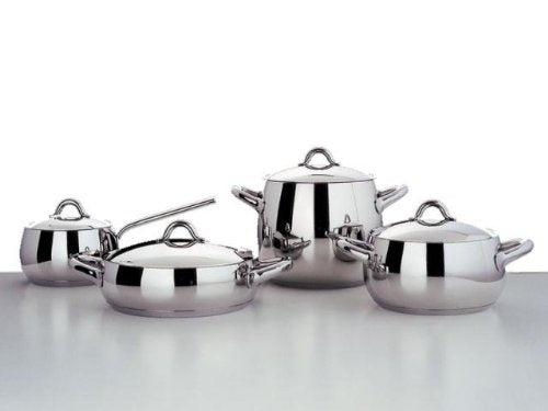 Alessi "MAMI" flat casserole with two stainless steel handles