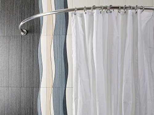 SINGLE-PIECE aluminum shower curtain rod, curved rod 80x80 chrome/silver oval rod corner shower rod oval rod