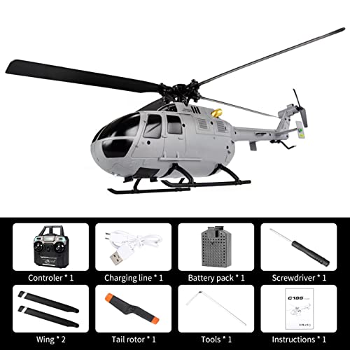 KKnoon Helicopter RTF Remote Control Helicopter Indoor Outdoor Aircraft Gift for Beginners Kids Adults, 2.4 GHz Toy, Gray