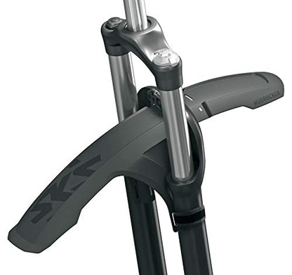 SKS GERMANY MUDROCKER SET fender set for mountain bikes (bicycle accessory made of impact-resistant high-performance plastic, innovative attachment, effective splash protection), black