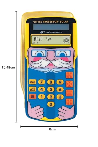 Texas Instruments Little Professor Calculator (for preschool and elementary school, solar powered, with 80,000 math problems) yellow-blue.