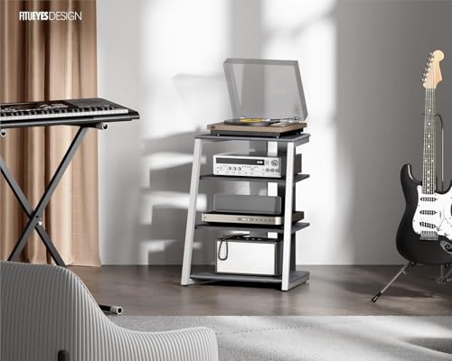FITUEYES Design HiFi Rack made of wood & steel, turntable table with adjustable shelves, HiFi shelf for turntables & stereo systems & compact systems, 61 x 52 x 78 cm.
