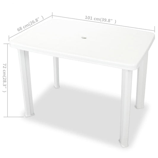 vidaXL garden table with umbrella hole weather resistant dining table camping table patio table garden furniture white 101x68x72cm plastic