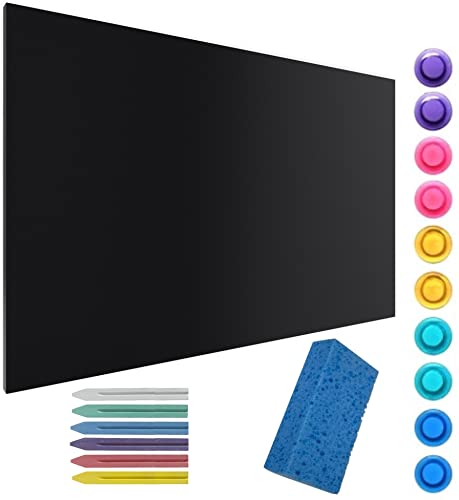 ALLboards Metallic Magnetic Board BLACK CHALKBOARD 60x40cm MetalBoards Memo board for any type of magnets Magnetic pin board + 6 chalks, 10 magnets and eraser