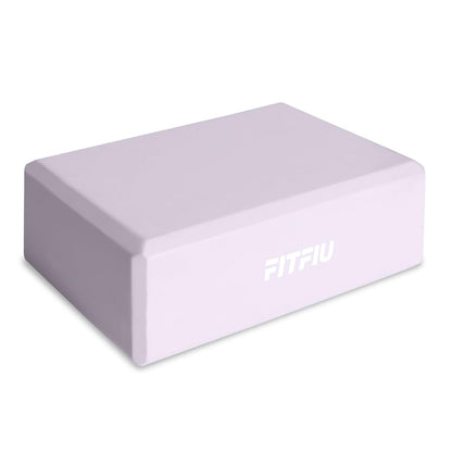 Fitfiu Fitness KITWELL-601-6-Pack Yoga and Pilates accessories in Purple with mat, ring, block, foot massager, massage stick, and yoga strap. Unique geometric design.