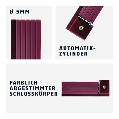 ABUS folding lock Bordo uGrip 5700K SH with holder - bike lock with 5mm thick bars - ABUS security level 7 - 80cm - Core Violet