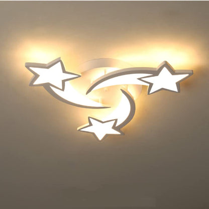 Lovely dimmable LED ceiling light with remote control, 30W modern star design ceiling lamp, white starry sky light ceiling lighting for children's room bedroom dining room.