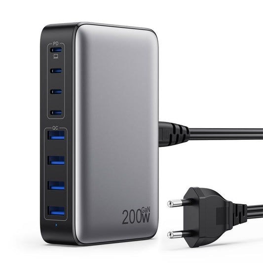 Feob 200W USB C Charger Multi, GaN III 8-Port Fast Charger PPS PD 65W Charger Adapter Fast Charging Station with USB-A power adapter for MacBook, iPhone, SteamDeck, Smartphones