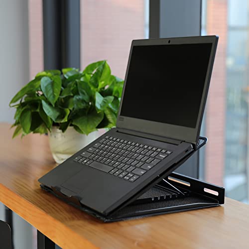 Amazon Basics Ventilated, Adjustable, Ergonomic Laptop Stand, compatible with laptops up to 17.3 inches, 13 x 11.3 x 7.3 inches, Black.