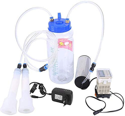 2L Milking Machine Electric Goat Milking Machine Strong Dual Motor Vacuum Pump Milking Machine with Cleaning Brush and Pulse Controller for Cow or Goat EU