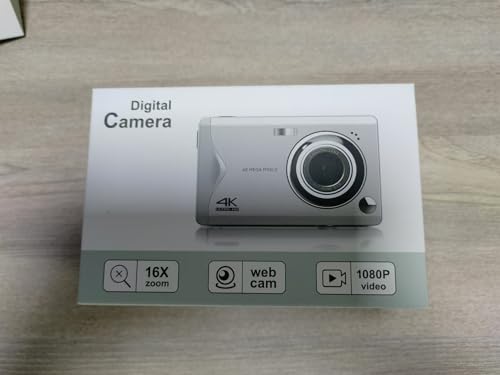 Digital camera, 48MP 1080P Full HD camera, 32GB TF card, 3.0-inch screen, portable compact camera with 16x digital zoom, 4K Ultra HD video recording (pink)