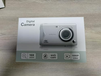 Digital camera, 48MP 1080P Full HD camera, 32GB TF card, 3.0-inch screen, portable compact camera with 16x digital zoom, 4K Ultra HD video recording (pink)