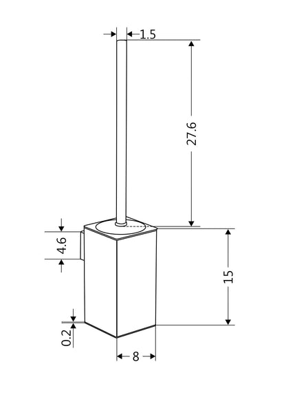 304 stainless steel, square, gold toilet brush holder