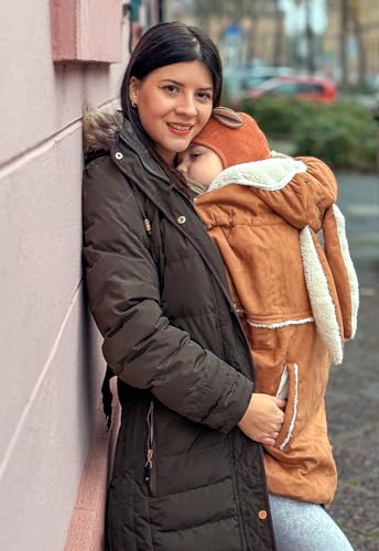 manduca by MaM® > Babywearing Cover Flex < warm & waterproof cover for baby carriers, easy to put on (Promenade Sherpa Brown Sugar)