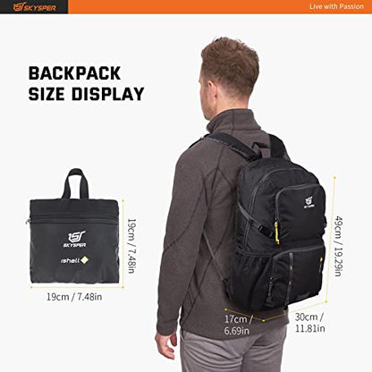 SKYSPER Foldable Backpack Ultralight with Wet Pocket Storage Daypack Waterproof Travel Backpack Daypack for Hiking Traveling Cycling City Trips