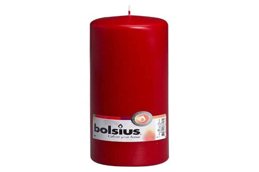 Bolsius Smooth Pillar Candles - Burgundy - Set of 8 - Decorative Household Candles - 75 Hours Burn Time - Unscented - Natural Plant Wax - 20 x 7 cm