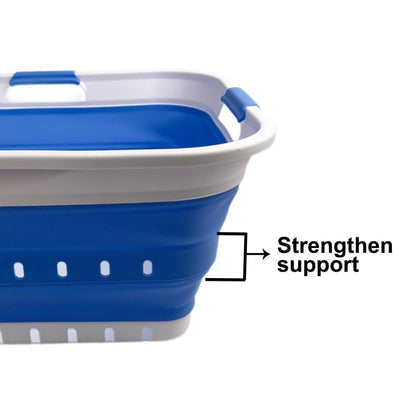 SAMMART 42L Plastic Foldable Laundry Basket - Foldable Pop-Up Storage Container/Organizer - Portable Laundry Hamper - Space-saving (1, White/Little Boy Blue)