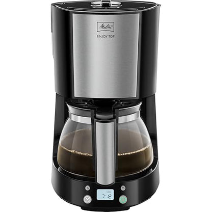 Melitta Enjoy Top Timer - Filter Coffee Machine - with glass carafe - Timer function - Drip stop - 10 cups - Black (1017-11)