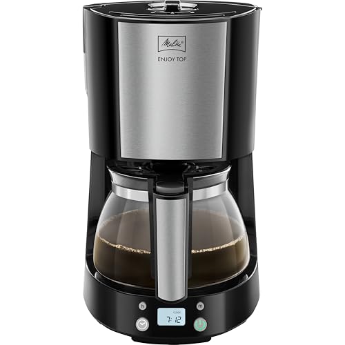 Melitta Enjoy Top Timer - Filter Coffee Machine - with glass carafe - Timer function - Drip stop - 10 cups - Black (1017-11)