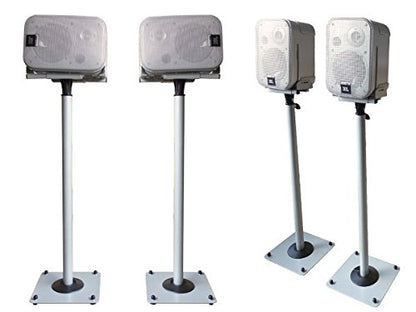 2 metal speaker stands - speaker stand bases - height adjustable with cable channel - Silver-gray Model: BS16S