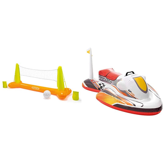 Intex 57520NP - Wave Rider Ride-On, 117 x 77 cm & Pool Volleyball Game - Inflatable water volleyball game - volleyball net - 239 x 64 x 91 cm