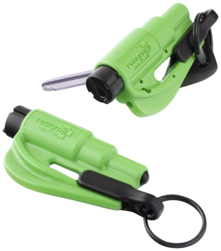 Resqme GBO-RQMTWIN-GREEN The rescue tool as a keychain, Green, Set of 2