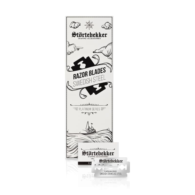 Störtebekker® Premium starter set - with safety razor incl. case (black) and 10 blades + 100 extra Störtebekker razor blades - men's shaving set - for a perfect shave - gift idea for men