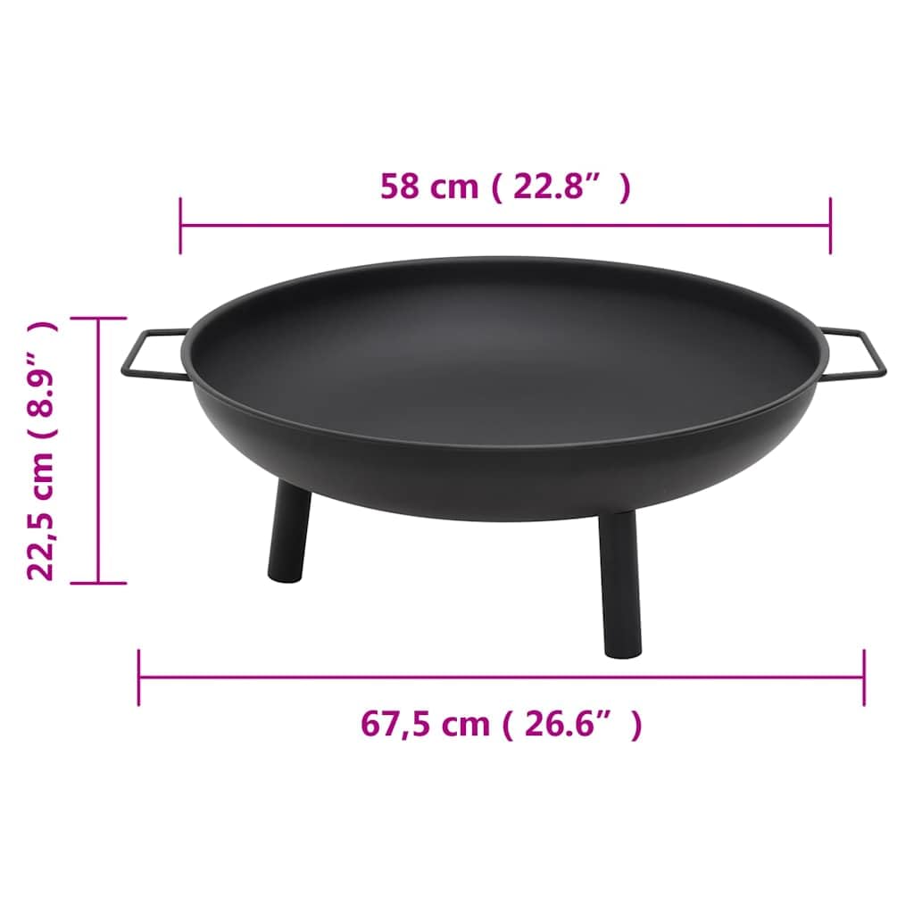 vidaXL Fire Pit Outdoor Patio Garden Fireplace Campfire Fire Basket Terrace BBQ Fire Bowl Steel 67.5x58x22.5cm