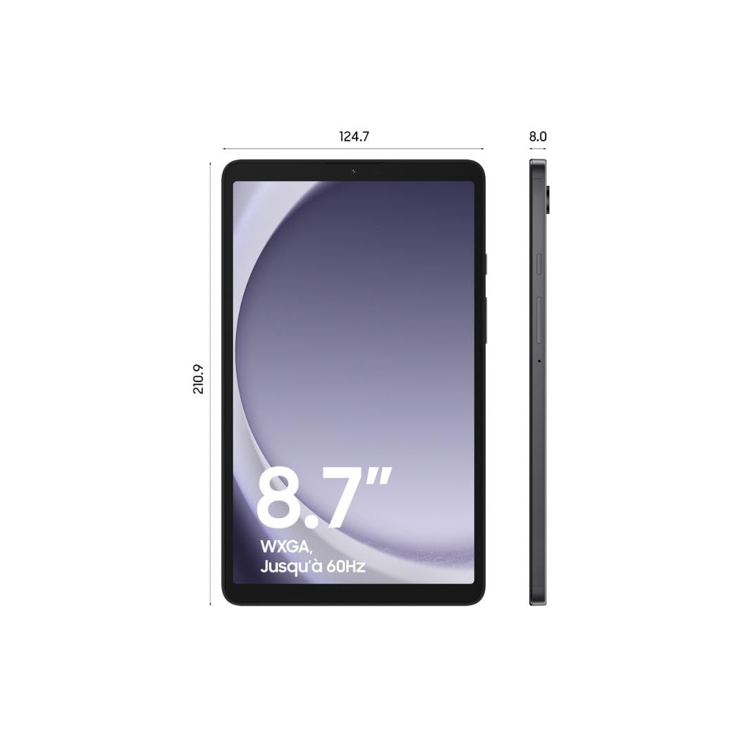 Samsung Galaxy Tab A9 tablet, Android, 64 GB, 8.7" TFT display (1340 x 800), microSD slot, Graphite color.