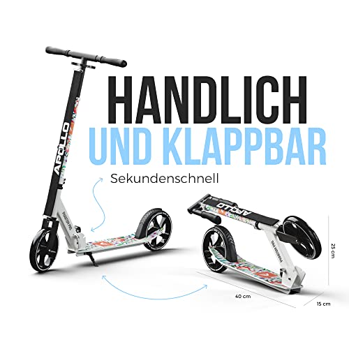 Apollo Phantom Pro City Scooter - XXL wheels, foldable, height-adjustable, kick scooter for adults, kids, and teens, compact city roller.
