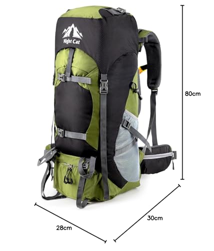 Night Cat Backpack 70L: Trekking Travel Backpack for Men and Women, Breathable for Camping, Hiking, Mountaineering, Climbing, and Bike Travel.