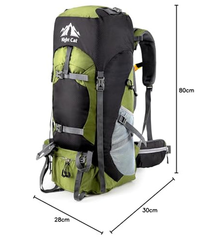 Night Cat Backpack 70L: Trekking Travel Backpack for Men and Women, Breathable for Camping, Hiking, Mountaineering, Climbing, and Bike Travel.
