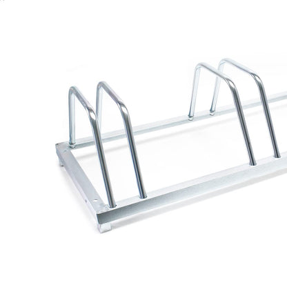 Wiltec bike stand for 4 bikes 124x39.5x19.5cm made of galvanized steel and suitable for wall mounting. Row parker bike rack.