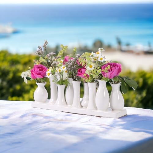 Jinfa Handmade small ceramic vase set - multicolored or solid - 5-10 mini vases - table & living room decor - for dried flowers, pampas grass, dried flowers - gift ideas.