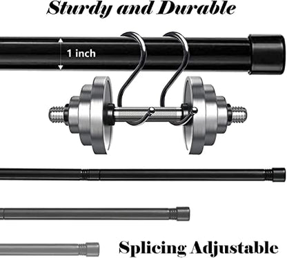 Curtain rod, 76-450 cm curtain rod for windows with round end cap, single rod with stainless steel finials, adjustable decorative window rod for kitchen bedroom windows/black.