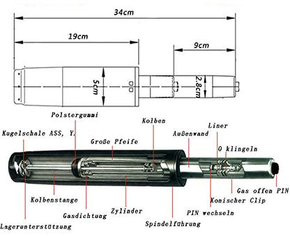ZREBZYR gas spring office chair up to 200kg load capacity, gas spring gas lift for office chair for stool and swivel chair, TüV, GS and LGA tested, 190 (black, 190)