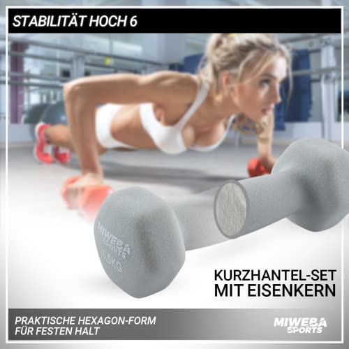 Miweba Sports Neoprene Dumbbell Set NKH100 | 𝐏𝐫𝐨𝐟𝐢 Dumbbell - Hex Dumbbells Set - Dumbbells - Dumbbell Set - Gym Dumbbells - Dumbbell Set - Dumbbell - 0.5-10 Kg (2X 5.0 kg, Green)