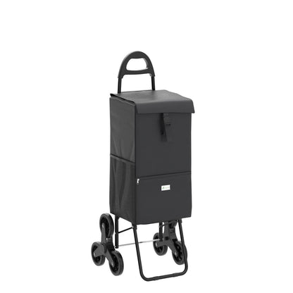 VOUNOT shopping trolley with cooler compartment, collapsible shopping cart with 3 wheels, 40 L, black.