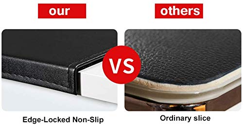 SK Studio Desk Pad with Edge Protection Waterproof PU Leather, Non-Slip with Edge Locking Mouse Pad for Computer Keyboard, PC, and Laptop Black 90x48cm