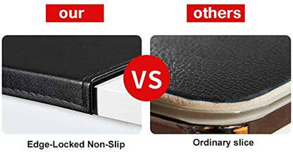 SK Studio Desk Pad with Edge Protection Waterproof PU Leather, Non-Slip with Edge Locking Mouse Pad for Computer Keyboard, PC, and Laptop Black 90x48cm
