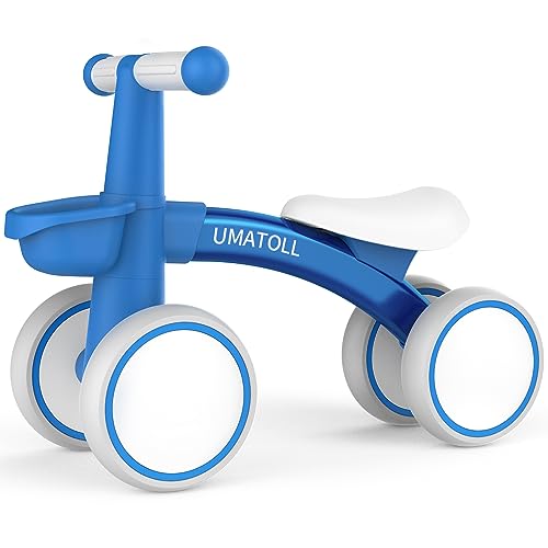 Umatoll Kids Balance Bike from 1 year, Toy for 12-24 months, Baby walking bike with basket for boys girls, Gifts for 1 year old birthday (Blue)