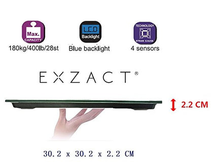 Exact Digital Personal Scale - Electronic Bathroom Scale, Large Capacity 180kg, High Precision, LCD Display with Backlight (White)