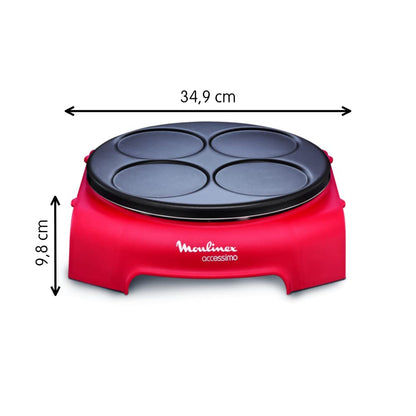 Moulinex Accessimo PY312511 Party Crepe Pancake Set, non-stick coating, thermoplastic insulation system, thermoplastic, Red