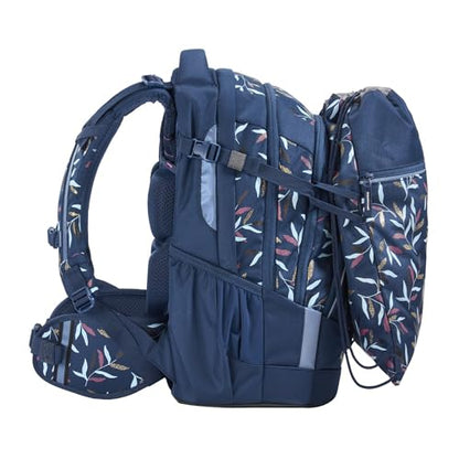 coocazoo gym bag "Boho Glam" in blue, with zipper pocket and drawstring, reflective elements, loops for attaching to school backpack, 10 liters, suitable from 3rd grade onwards.