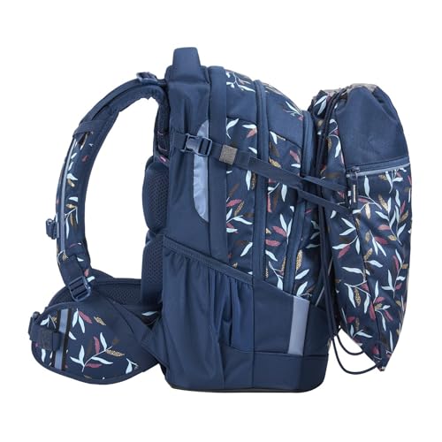 coocazoo gym bag "Boho Glam" in blue, with zipper pocket and drawstring, reflective elements, loops for attaching to school backpack, 10 liters, suitable from 3rd grade onwards.