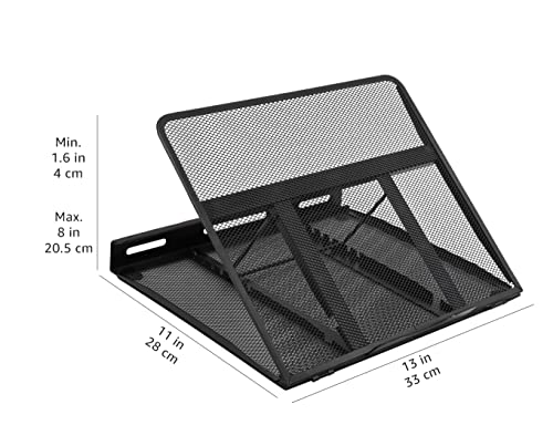 Amazon Basics Ventilated, Adjustable, Ergonomic Laptop Stand, compatible with laptops up to 17.3 inches, 13 x 11.3 x 7.3 inches, Black.