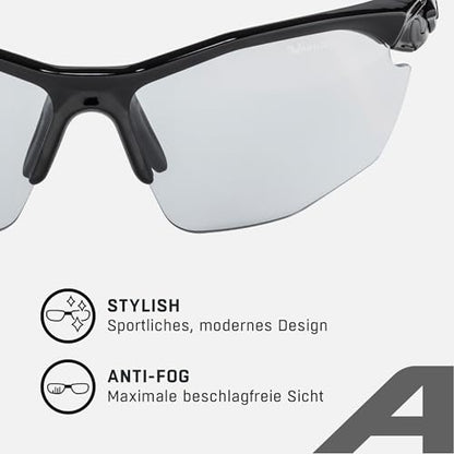 ALPINA TWIST FIVE HR V - Self-tinting, shatterproof & fog-free sports and cycling glasses with 100% UV protection for adults, black-red, One Size, Sporty