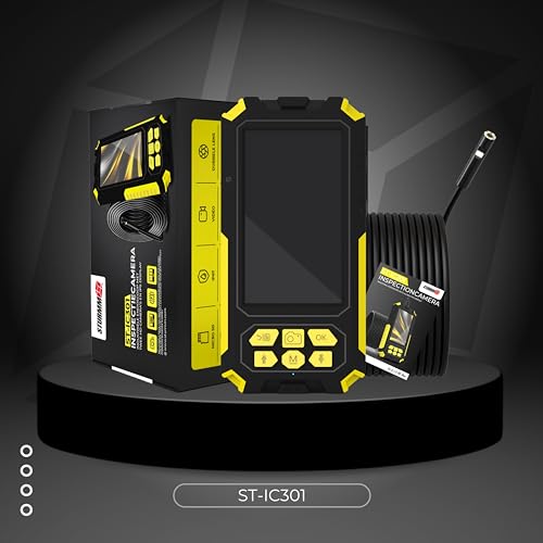 Industrial endoscope with dual camera, 10-meter cable, and 4.5-inch IPS display.