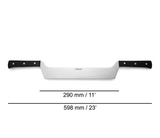 Arcos Universal Professional Cheese Knife 290mm with 2 handles, made of stainless steel and Polyoxymethylene handle, dishwasher safe, color black